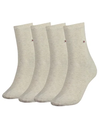 Set de sosete lungi cu logo brodat - 4 perechi, Bej