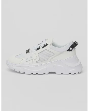 Pantofi sport cu insertii de piele, Alb murdar