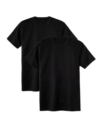 Set de tricouri cu decolteu la baza gatului - 2 piese, Negru