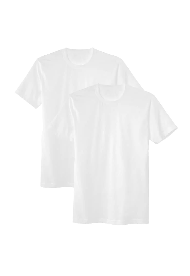 Set de tricouri cu decolteu la baza gatului - 2 piese, Alb optic