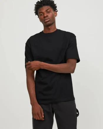 Tricou simplu, Bradley, barbati, din bumbac, Regular fit, Negru