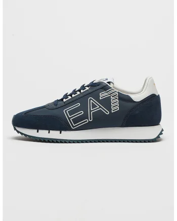Pantofi sport low-top unisex cu garnituri din piele intoarsa, Bleumarin