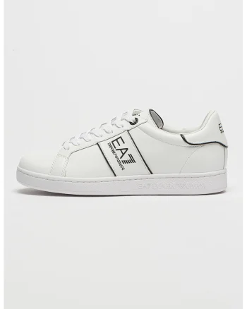 Pantofi sport din piele si piele ecologica cu detalii logo, Alb