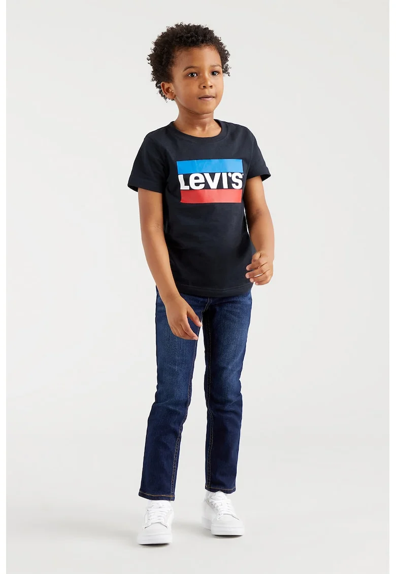 Tricou cu imprimeu logo, Rosu/Negru/Albastru