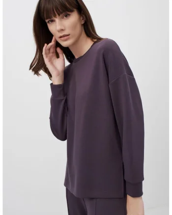Bluza de trening din amestec de modal cu slituri laterale, Gri antracit