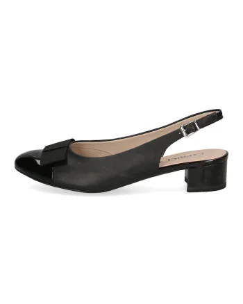 Pantofi slingback din piele si piele ecologica, Negru