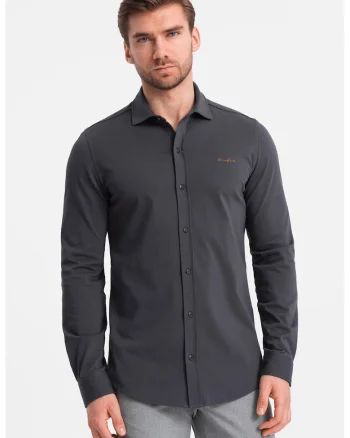 Camasa regular fit de bumbac, Gri inchis