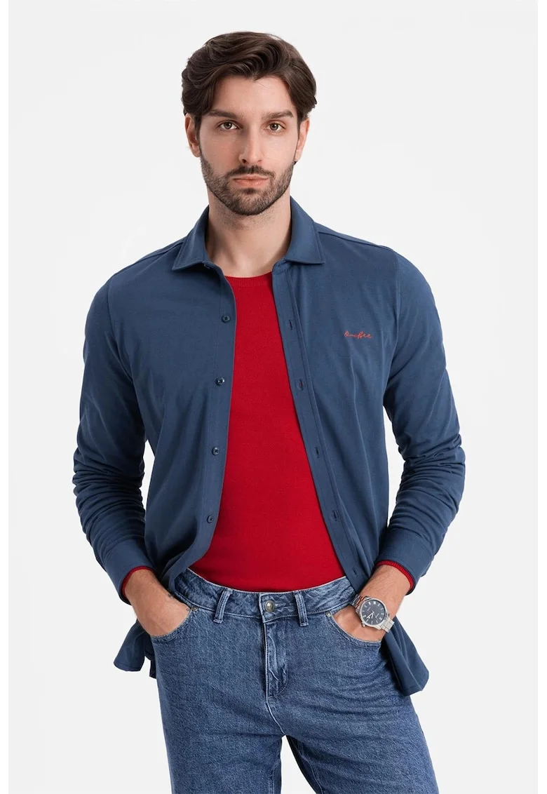 Camasa regular fit de bumbac, Albastru inchis