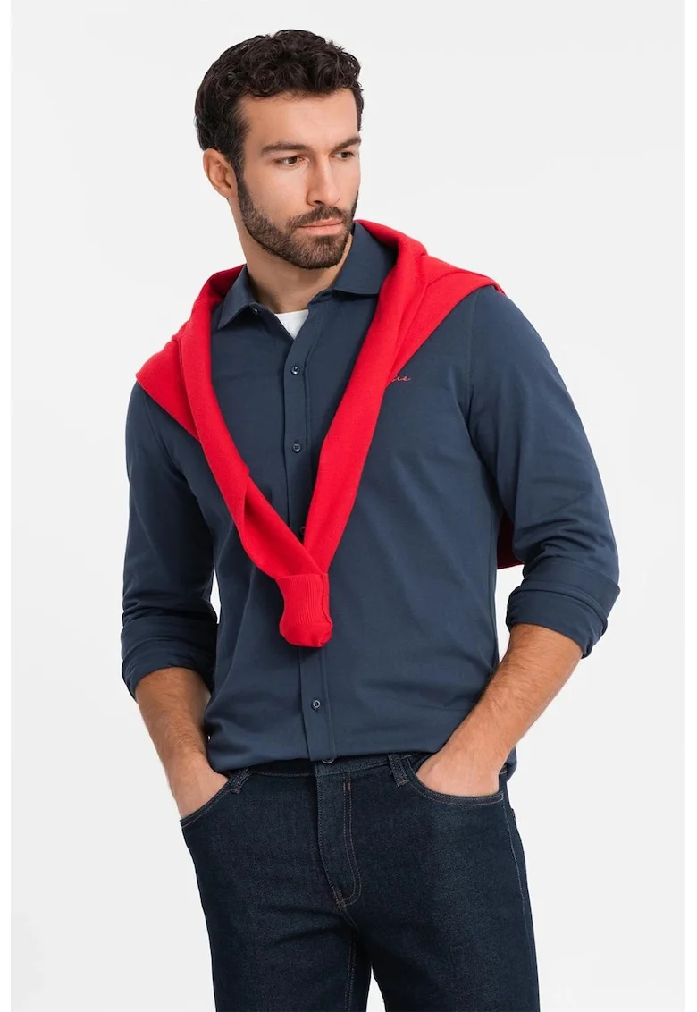 Camasa regular fit de bumbac, Bleumarin
