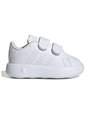 Pantofi sport de piele ecologica cu velcro Advantage, Alb optic