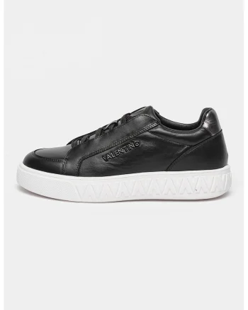 Pantofi sport low-cut din piele, Alb/Negru