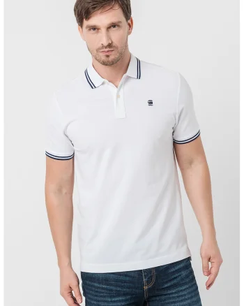 Tricou polo slim fit Dunda, Alb