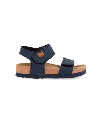 Sandale din piele ecologica cu inchidere velcro Tradegar, Bleumarin