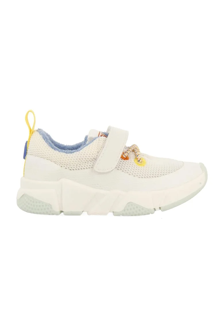 Pantofi sport cu velcro si insertii de plasa Yulee, Alb/Galben