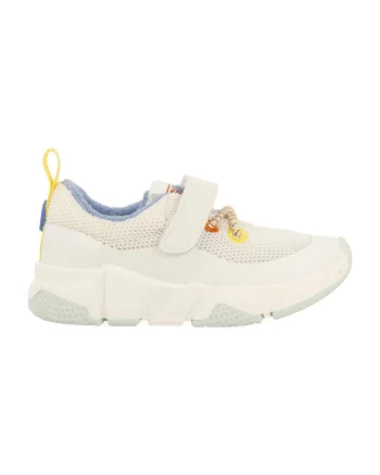 Pantofi sport cu velcro si insertii de plasa Yulee, Alb/Galben