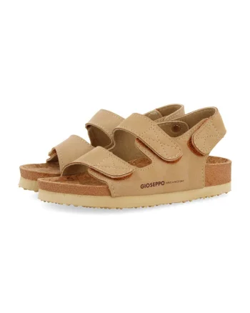 Sandale de piele ecologica cu velcro Krapina, Maro camel