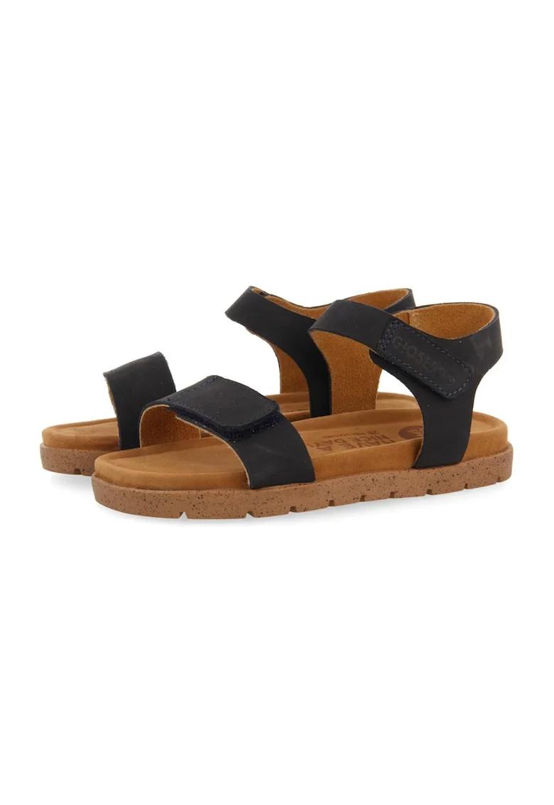 Sandale de piele cu velcro, Rosu/Bleumarin
