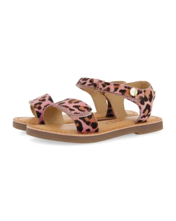 Sandale de piele cu animal print Selite, Negru/Roz prafuit