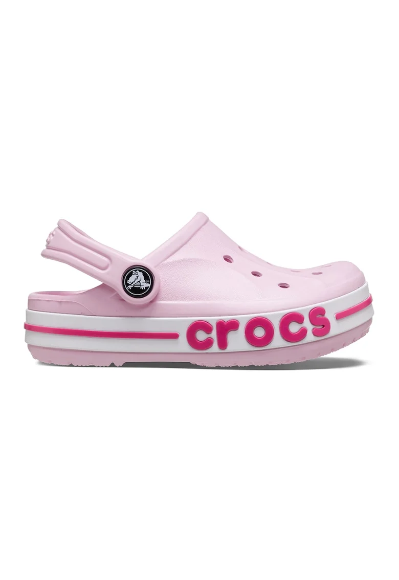 Saboti slingback cu logo in relief pe talpa, Alb/Roz pastel
