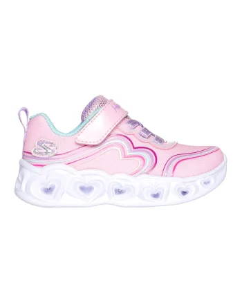 Pantofi sport stralucitori su velcro si LED-uri Heart Lights - Retro Hearts, Roz deschis