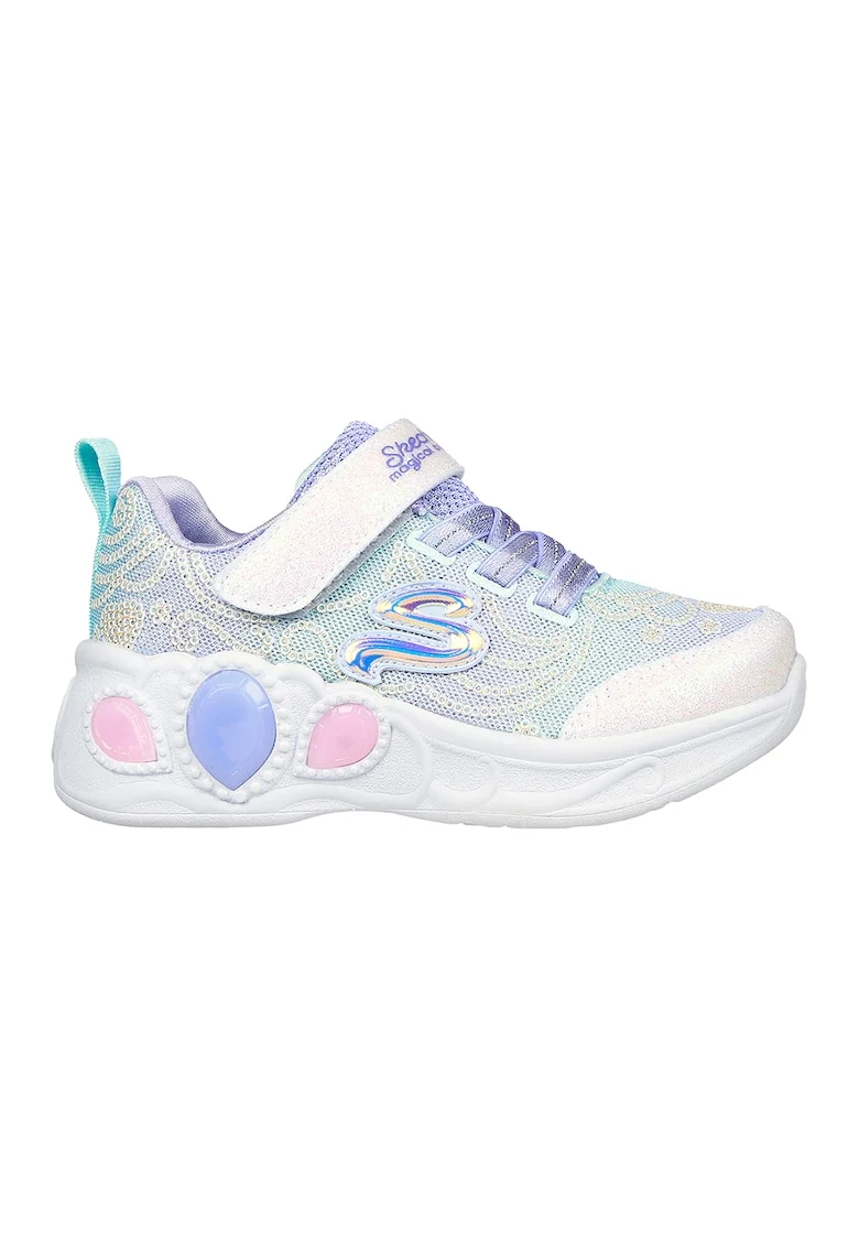 Pantofi sport cu LED-uri Princess Wishes, Alb/Lila/Verde menta