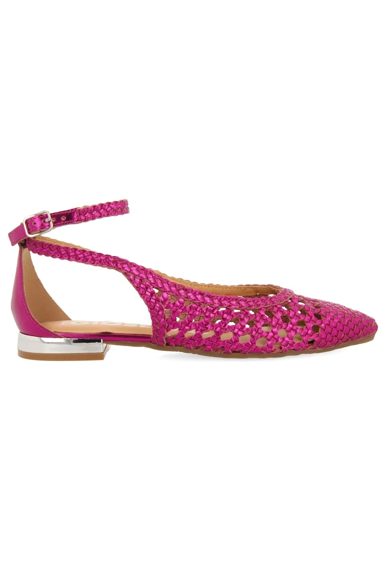 Balerini de piele cu varf ascutit Dell, Fucsia