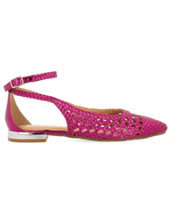 Balerini de piele cu varf ascutit Dell, Fucsia