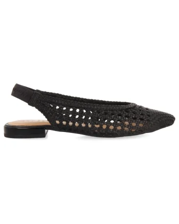 Pantofi slingback de piele cu perforatii, Negru