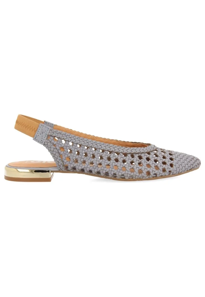 Pantofi slingback de piele, Albastru deschis