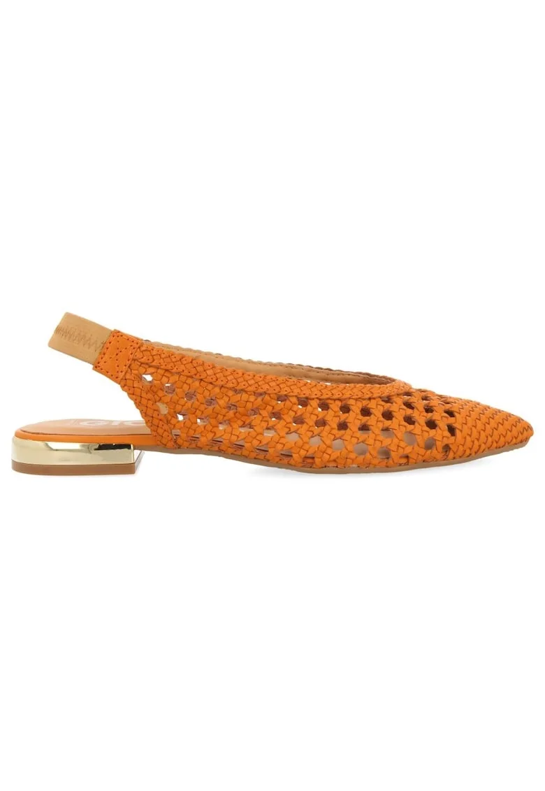 Pantofi slingback de piele, Portocaliu