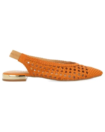 Pantofi slingback de piele, Portocaliu
