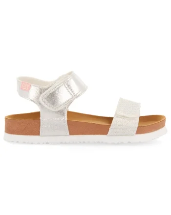 Sandale cu velcro si aspect metalic Aransas, Alb