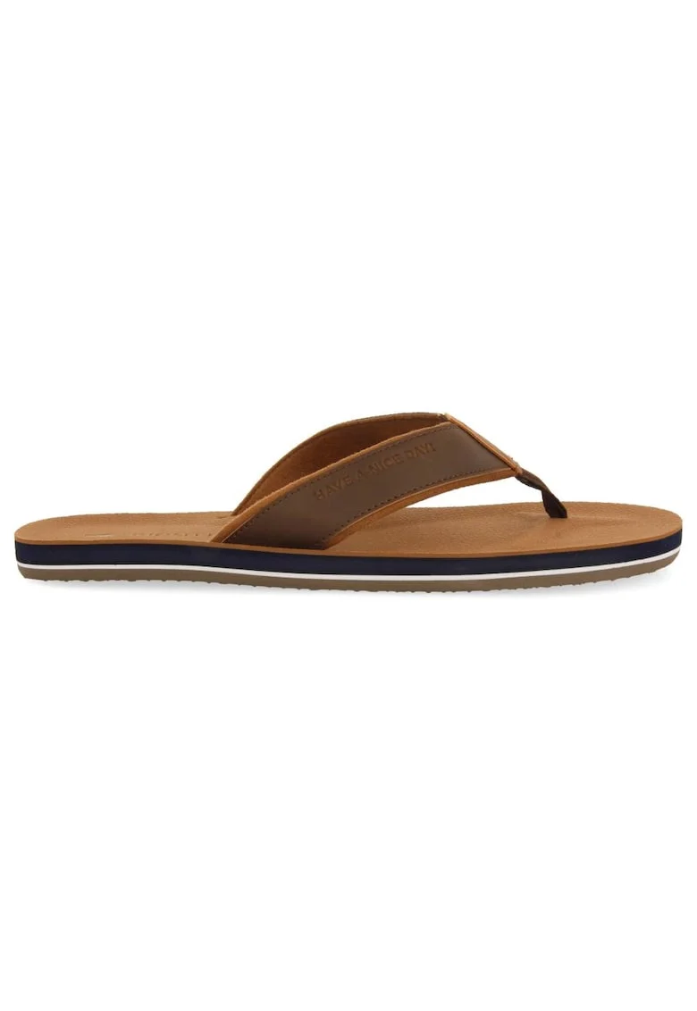 Papuci flip-flop cu bareta contrastanta, Maro deschis