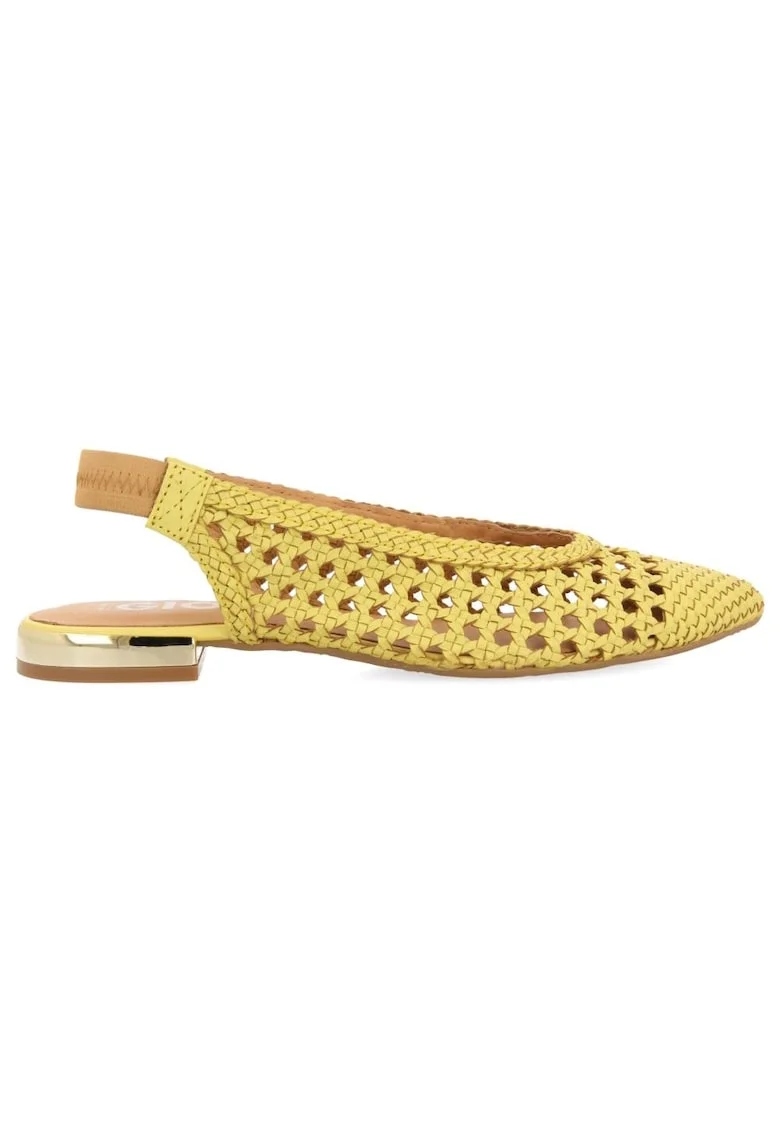 Pantofi slingback de piele, Galben pai