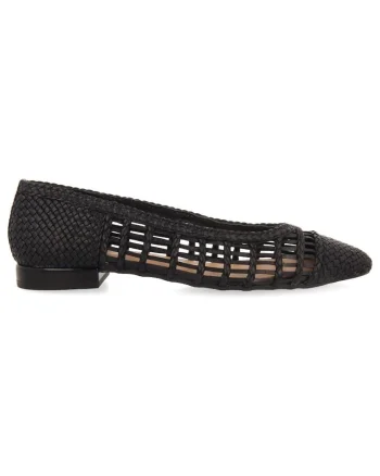Balerini de piele cu perforatii, Negru