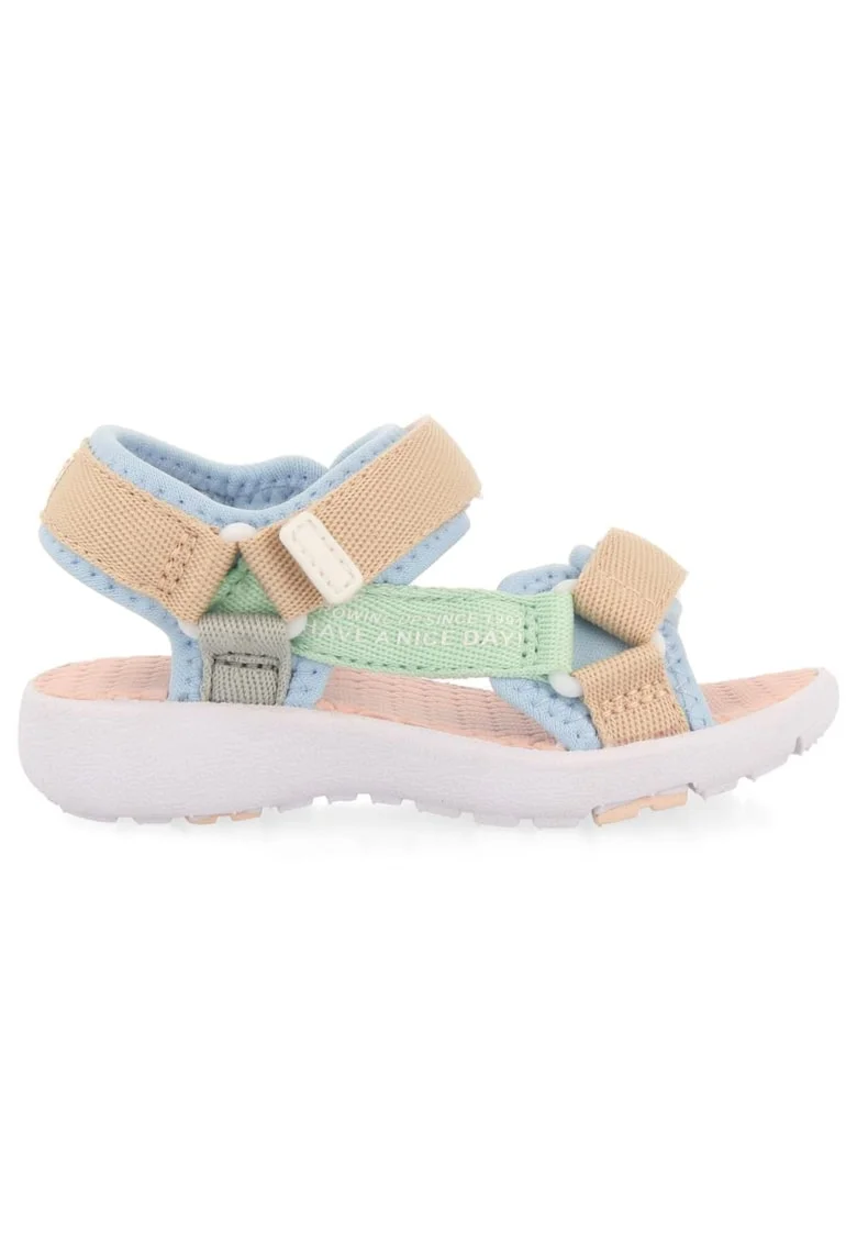 Sandale cu velcro si aspect contrastant ROCHEDO 27703, Piersica/Albastru glaciar