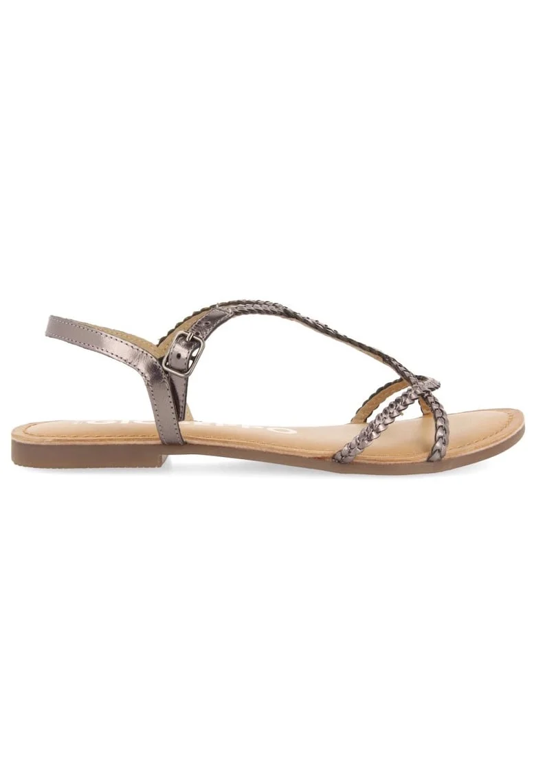Sandale de piele cu design impletit, Argintiu inchis
