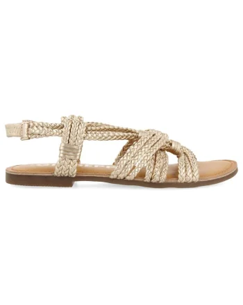 Sandale de piele cu design impletit, Auriu
