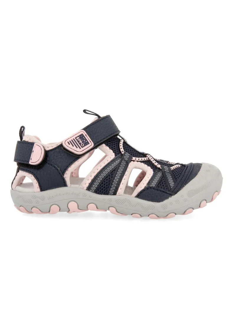 Sandale cu velcro si decupaje Mazatlan 27603, Roz pal/Bleumarin