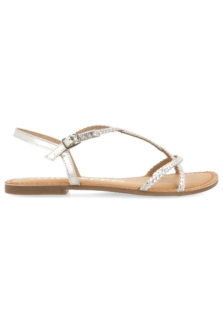 Sandale de piele cu design impletit, Argintiu