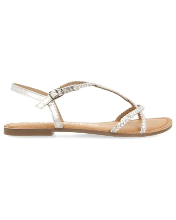 Sandale de piele cu design impletit, Argintiu