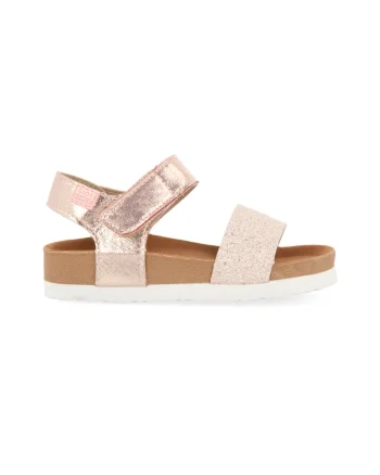 Sandale stralucitoare cu velcro, Bronz