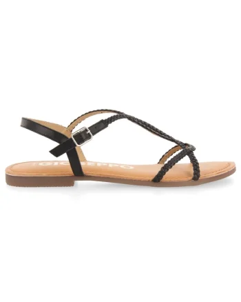 Sandale de piele cu design impletit, Negru