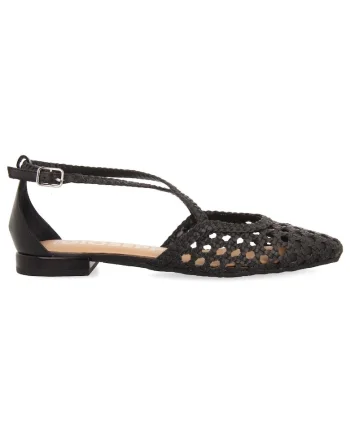 Balerini de piele cu perforatii, Negru