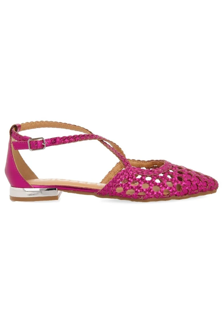 Balerini de piele cu perforatii, Fucsia