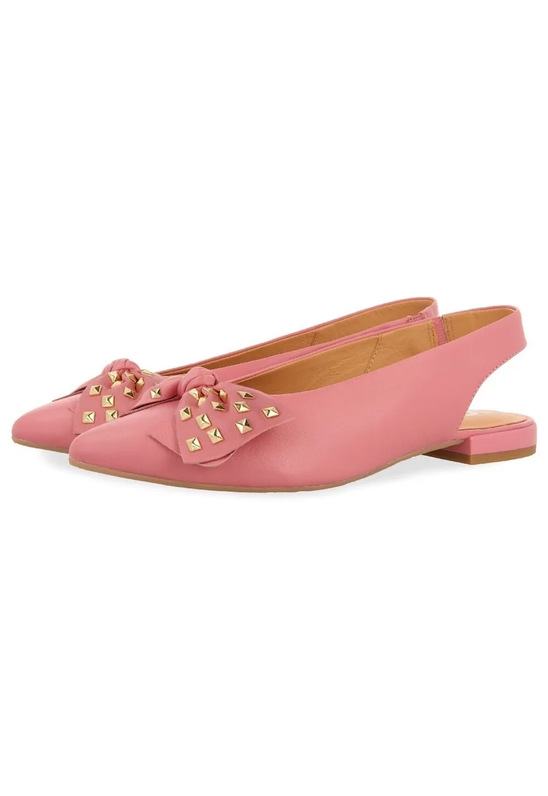 Balerini de piele slingback cu varf ascutit, Roz