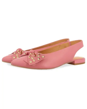 Balerini de piele slingback cu varf ascutit, Roz