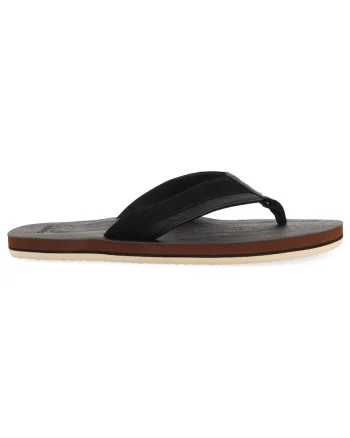 Papuci flip-flop de piele ecologica, Negru