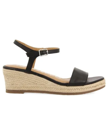 Sandale-espadrile wedge de piele, Negru