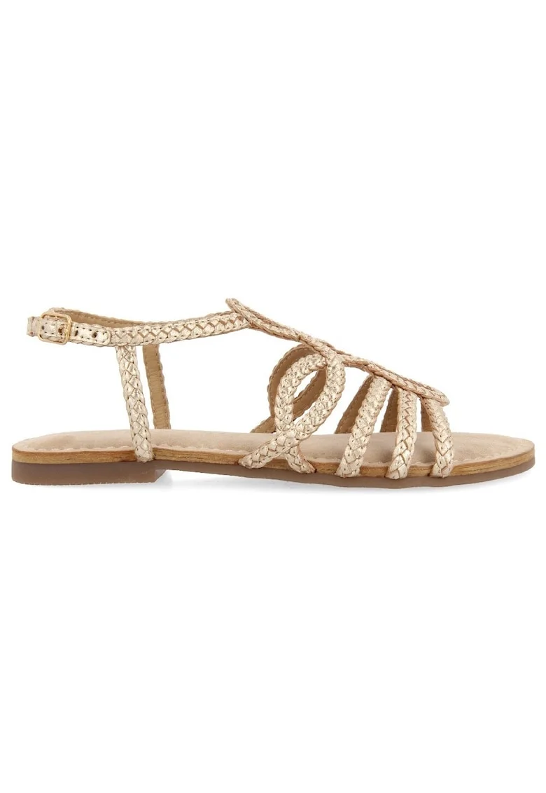 Sandale de piele cu model impletit Yakima, Auriu